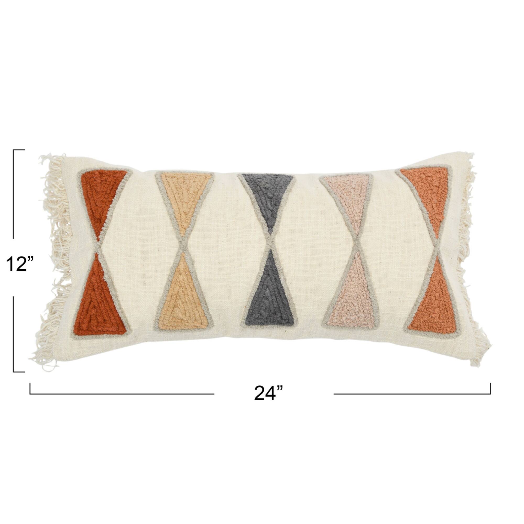 Hello Honey® 24'' Embroidered Cotton Lumbar Pillow with Fringe